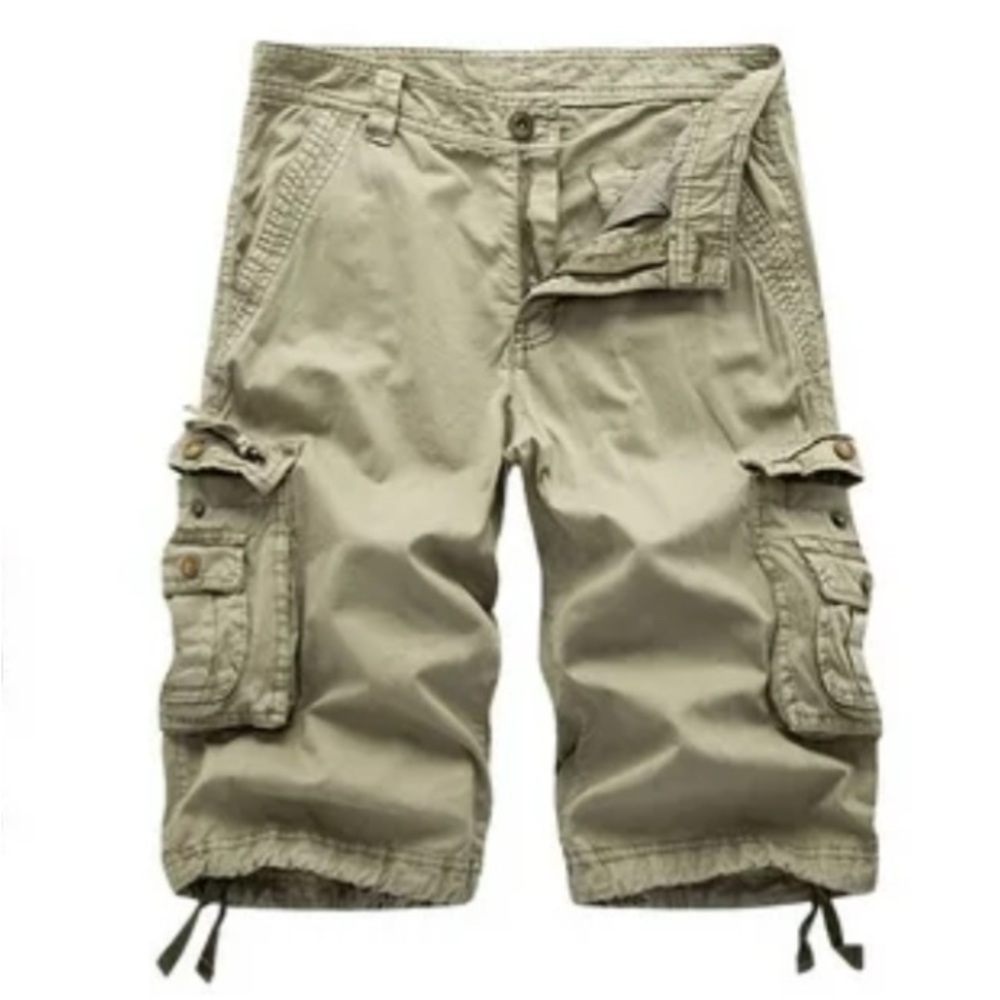 Plugg Men's Below the Knee Tan Cargo Shorts, Size 34